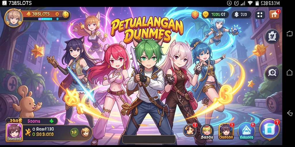 Screenshot utama menunjukkan gameplay seru dengan karakter Anime.