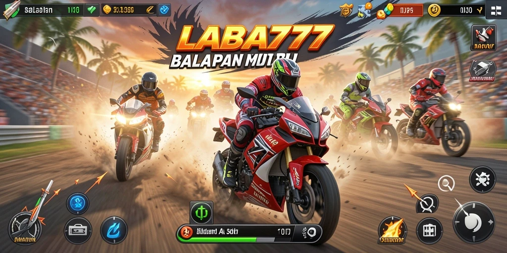 Tampilan gameplay LABA777 dengan balapan motor yang memukau.